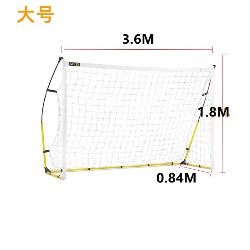 Quick Set Up Soccer Goal and Nets Instant Collapsible Metal Base Durable Vertical Posts Folding Bow Style Football Goal