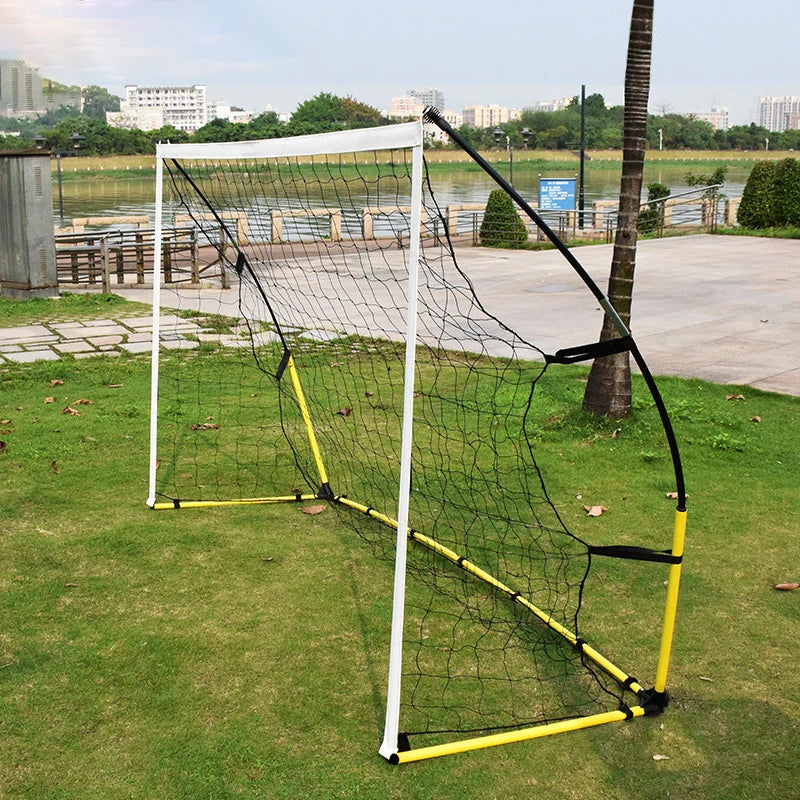 Quick Set Up Soccer Goal and Nets Instant Collapsible Metal Base Durable Vertical Posts Folding Bow Style Football Goal