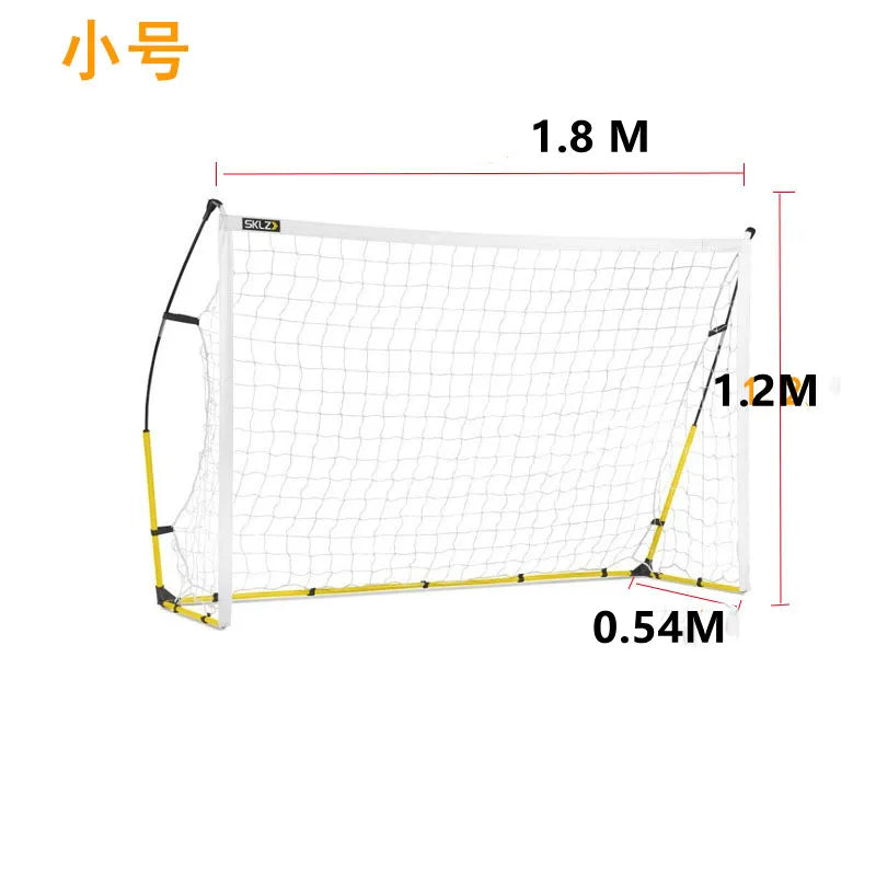 Quick Set Up Soccer Goal and Nets Instant Collapsible Metal Base Durable Vertical Posts Folding Bow Style Football Goal