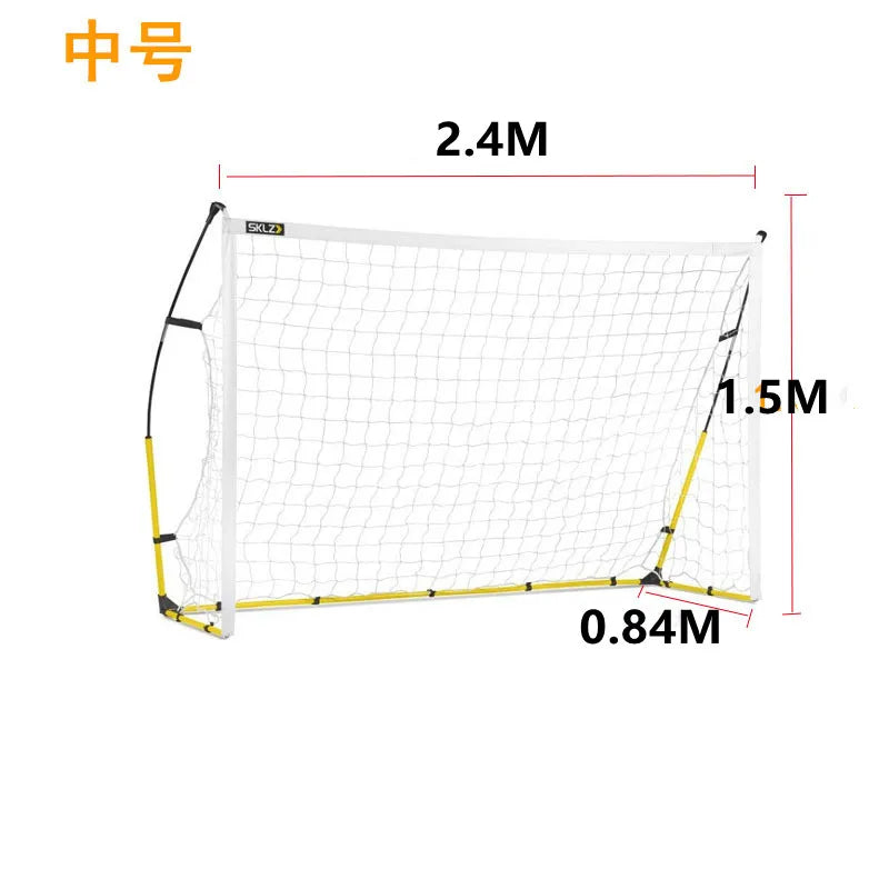 Quick Set Up Soccer Goal and Nets Instant Collapsible Metal Base Durable Vertical Posts Folding Bow Style Football Goal